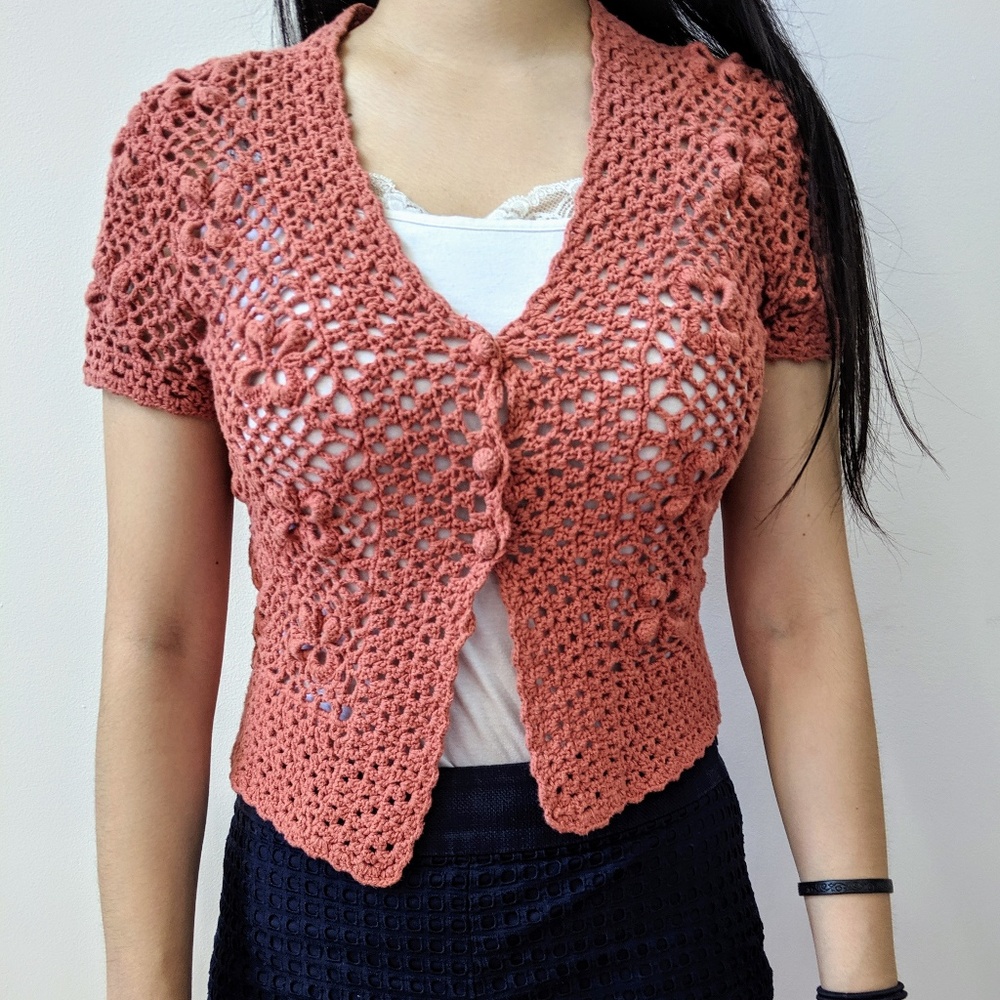 Ann Taylor Orange Knit Shrug Cardigan